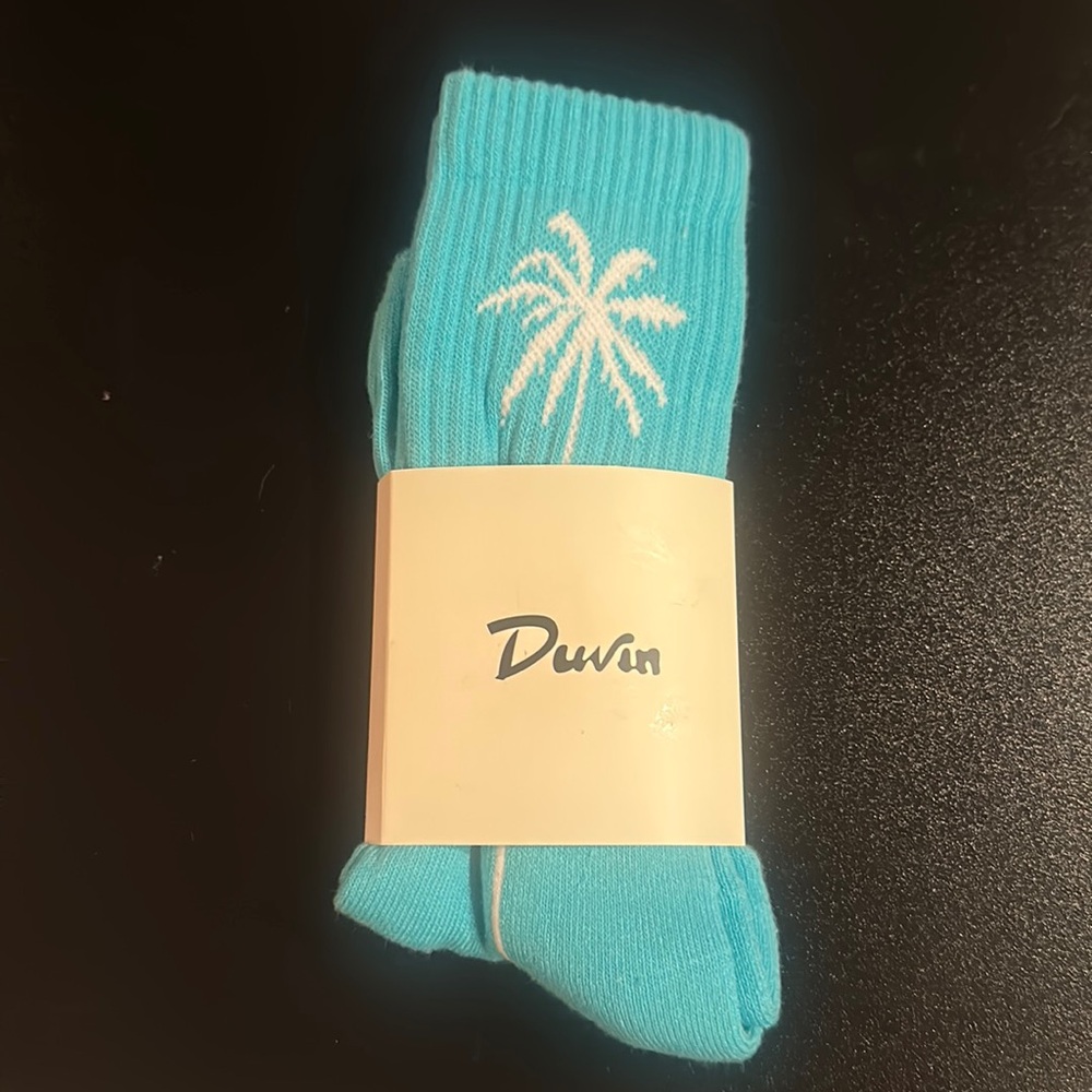 BNWT Duvin- Sabal Teal Palm Tree Sock